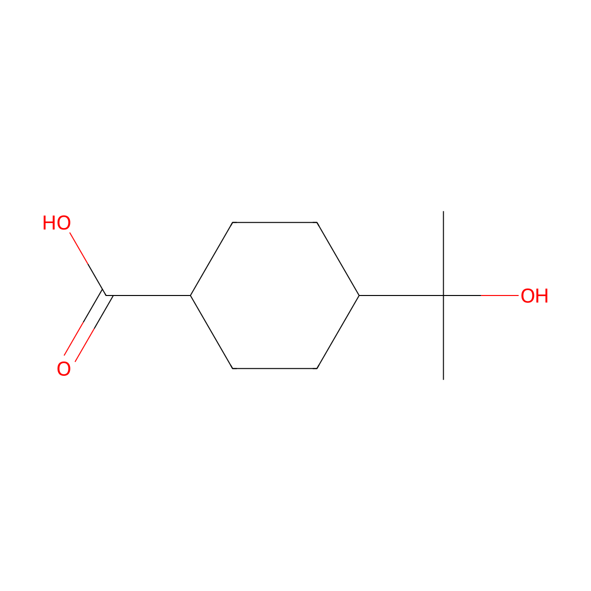 trans-4-(1-Hydroxy-1-methyl-ethyl)cyclohexanecarboxylic acid molecular structure, CAS 183996-92-1