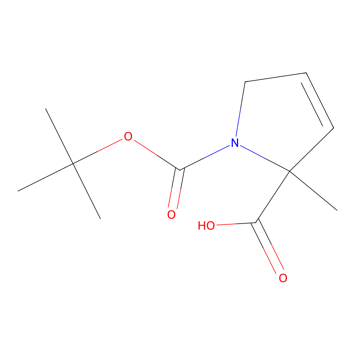 1-[(tert-butoxy)carbonyl]-2-methyl-2,5-dihydro-1H-pyrrole-2-carboxylic acid molecular structure, CAS 183998-36-9