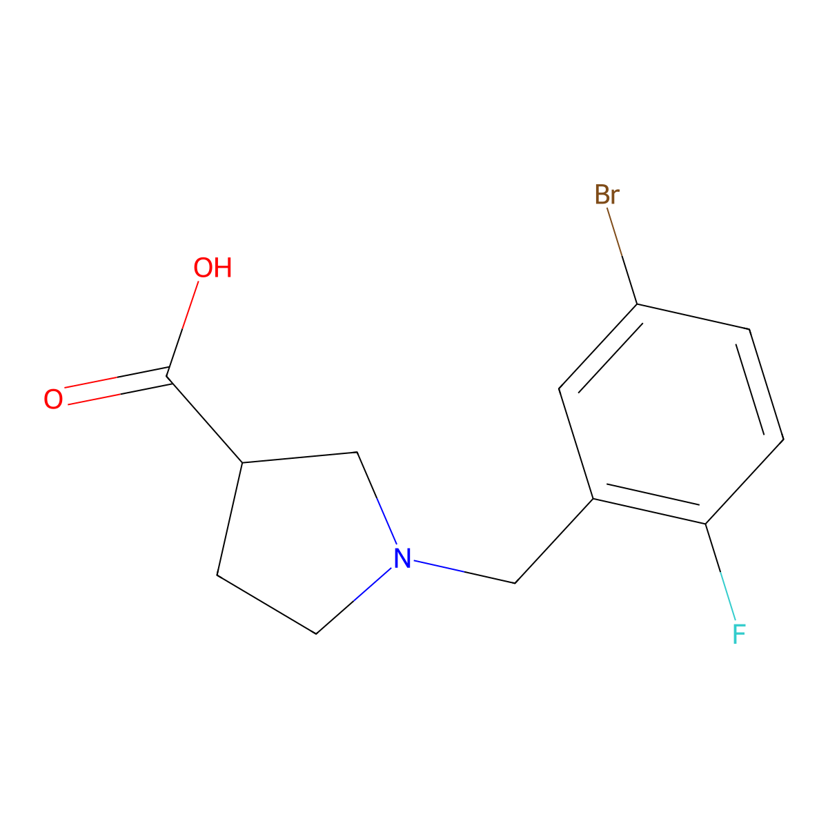 1-(5-Bromo-2-fluorobenzyl)pyrrolidine-3-carboxylic acid molecular structure, CAS 1839983-62-8