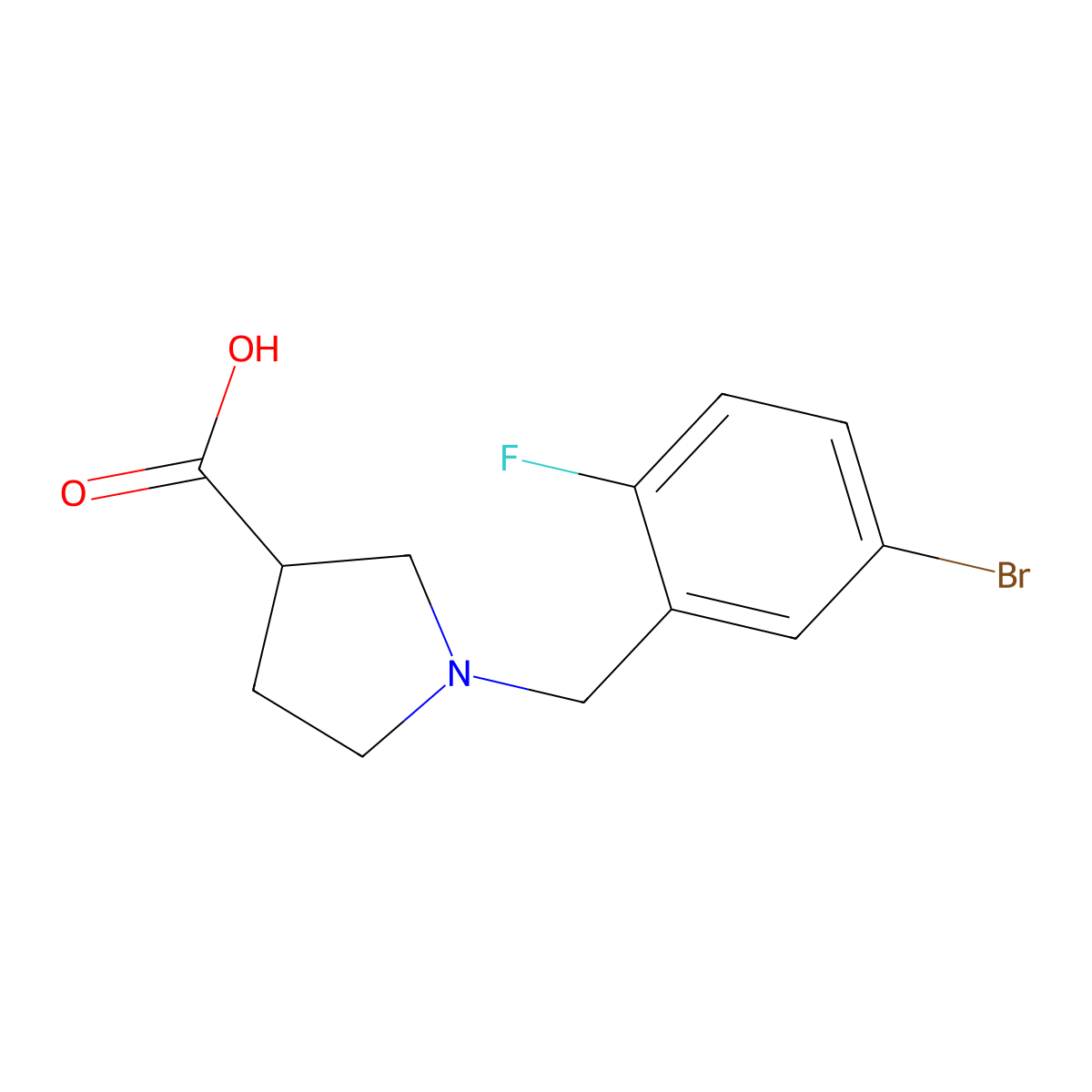 1-(5-Bromo-2-fluorobenzyl)pyrrolidine-3-carboxylic acid molecular structure, CAS 1839983-62-8