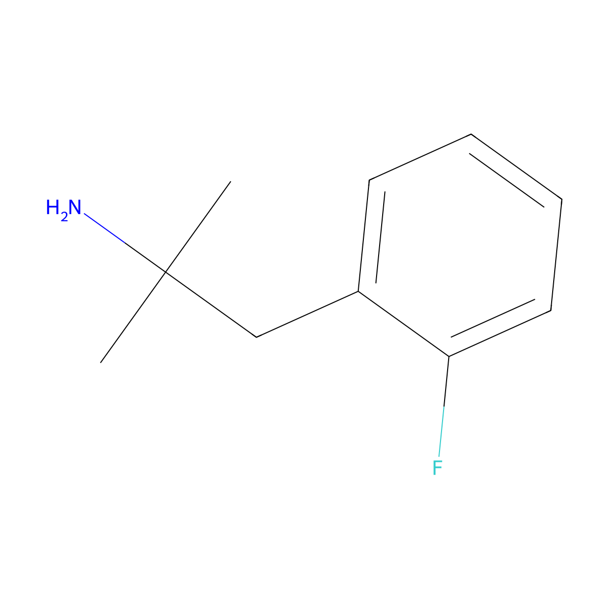1-(2-Fluorophenyl)-2-methylpropan-2-amine molecular structure, CAS 1840-77-3