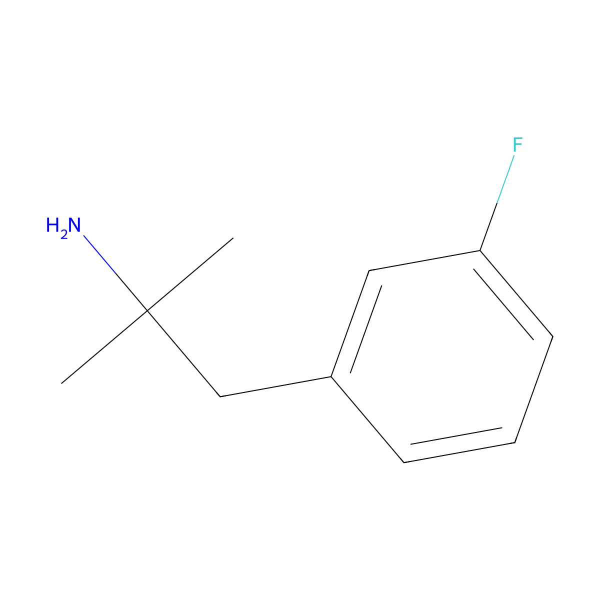 1-(3-Fluorophenyl)-2-methylpropan-2-amine molecular structure, CAS 1840-78-4