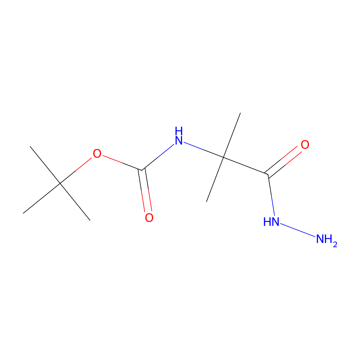 tert-butyl N-(1-(hydrazinecarbonyl)-1-methylethyl)carbamate molecular structure, CAS 184002-61-7