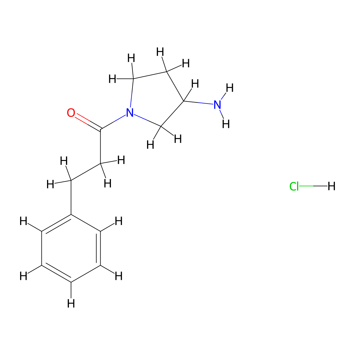 1-(3-Aminopyrrolidin-1-yl)-3-phenylpropan-1-one hydrochloride molecular structure, CAS 1840077-83-9