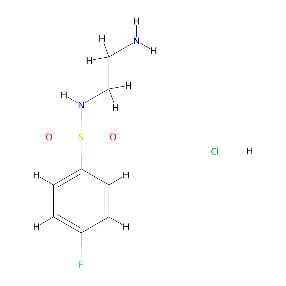 N-(2-aminoethyl)-4-fluorobenzene-1-sulfonamide hydrochloride molecular structure, CAS 1840122-84-0