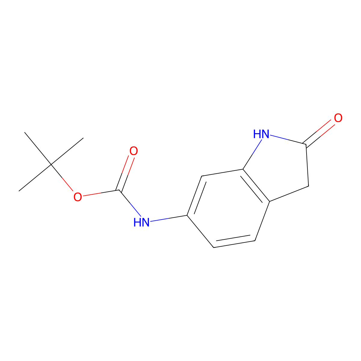 tert-butyl N-(2-oxo-2,3-dihydro-1H-indol-6-yl)carbamate molecular structure, CAS 184021-91-8