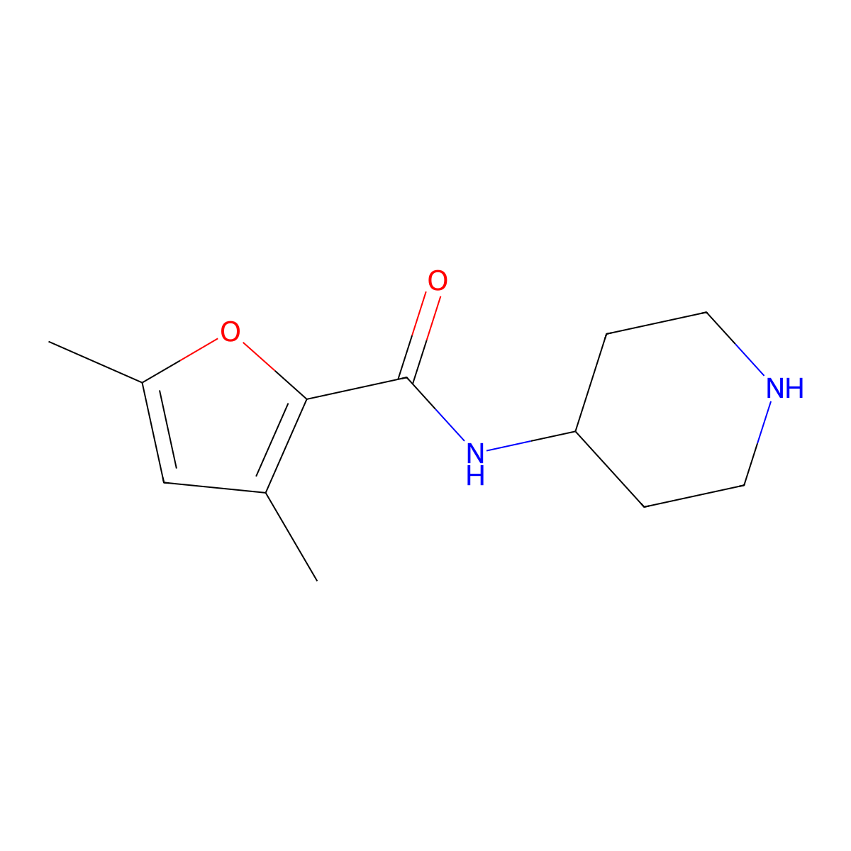 3,5-dimethyl-N-(piperidin-4-yl)furan-2-carboxamide molecular structure, CAS 1840265-40-8