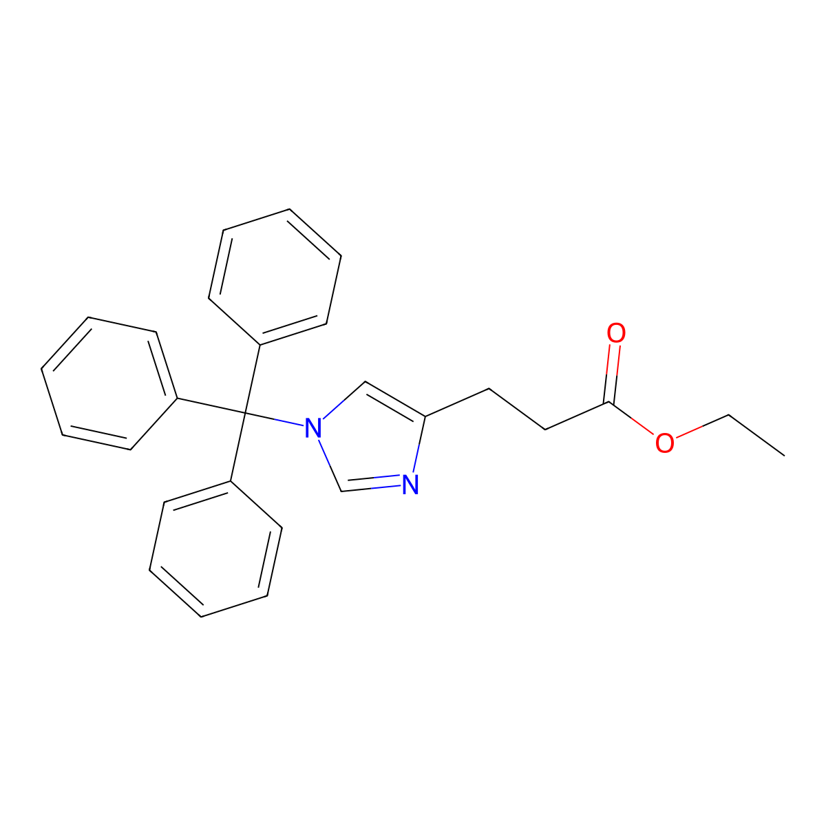 Ethyl 3-(1-trityl-1H-imidazol-4-yl)propanoate molecular structure, CAS 184030-80-6