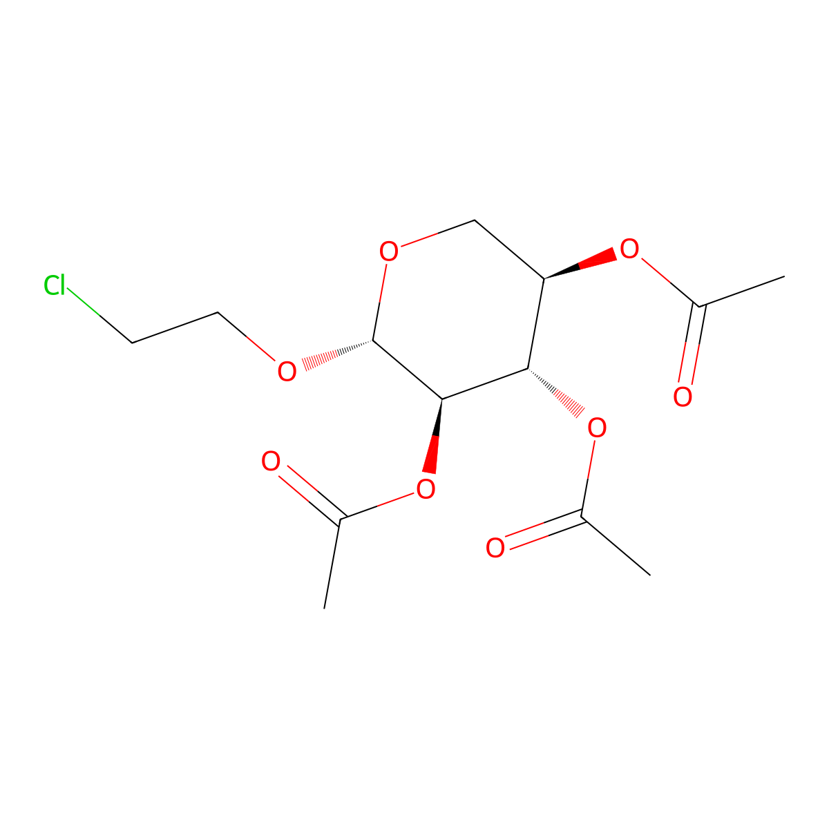 2-Chloroethyl 2,3,4-tri-O-acetyl-beta-D-xylopyranoside molecular structure, CAS 18404-86-9