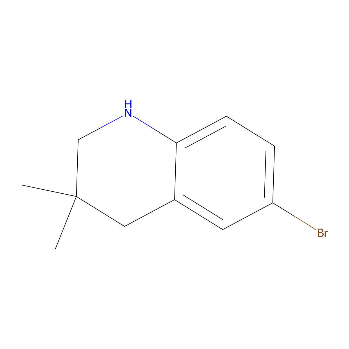 6-Bromo-3,3-dimethyl-1,2,3,4-tetrahydroquinoline molecular structure, CAS 184041-19-8