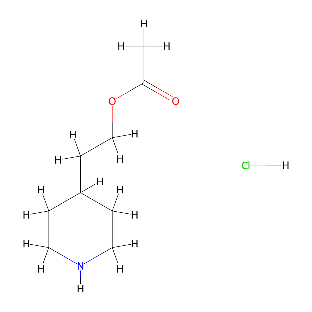 2-(4-Piperidinyl)ethyl acetate hydrochloride molecular structure, CAS 184042-52-2
