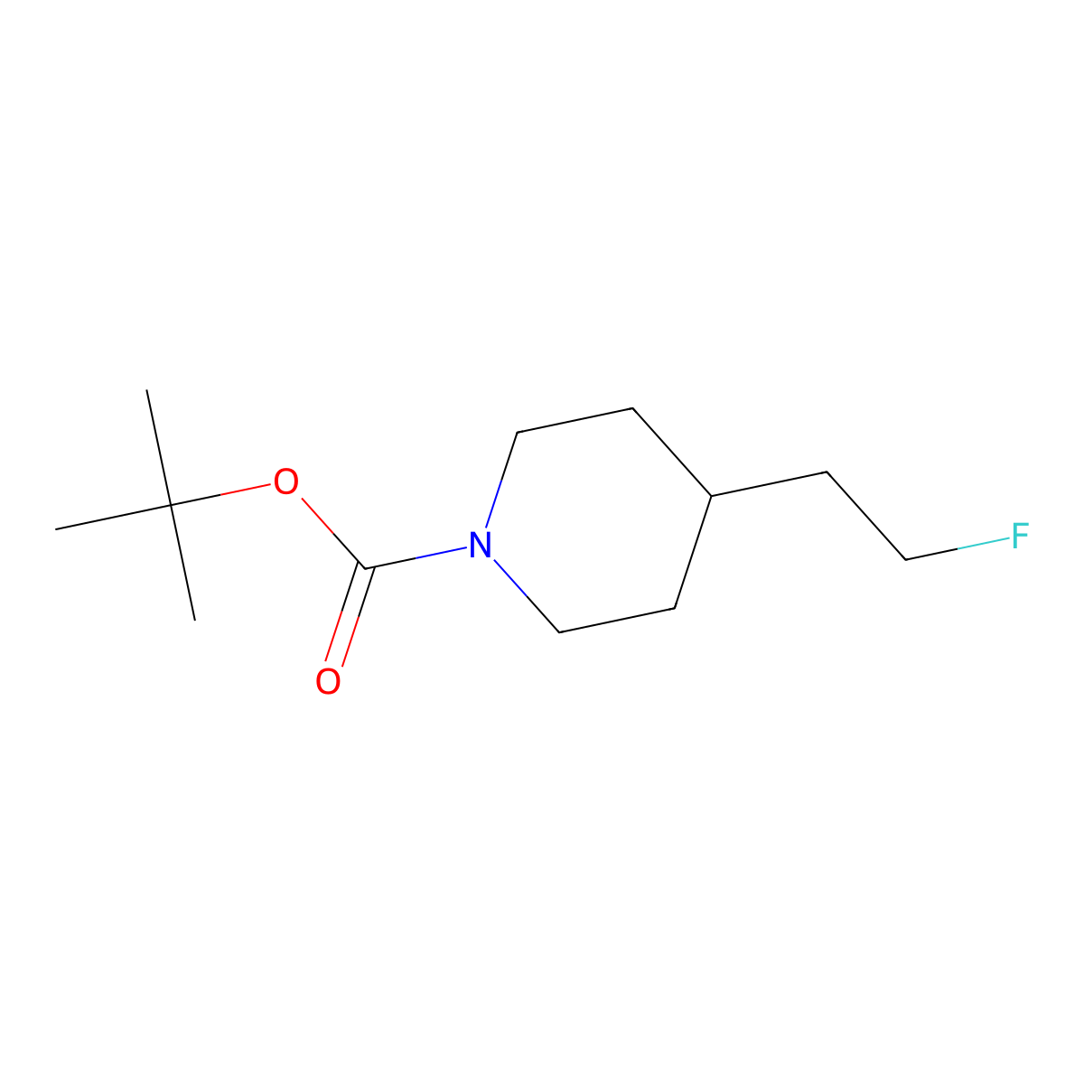Tert-butyl 4-(2-fluoroethyl)piperidine-1-carboxylate molecular structure, CAS 184042-54-4