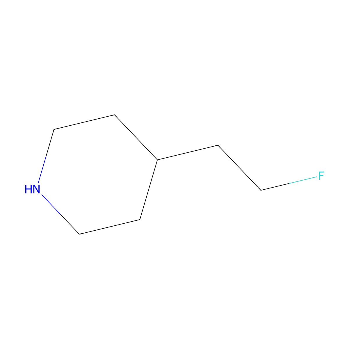 4-(2-Fluoroethyl)piperidine molecular structure, CAS 184042-57-7