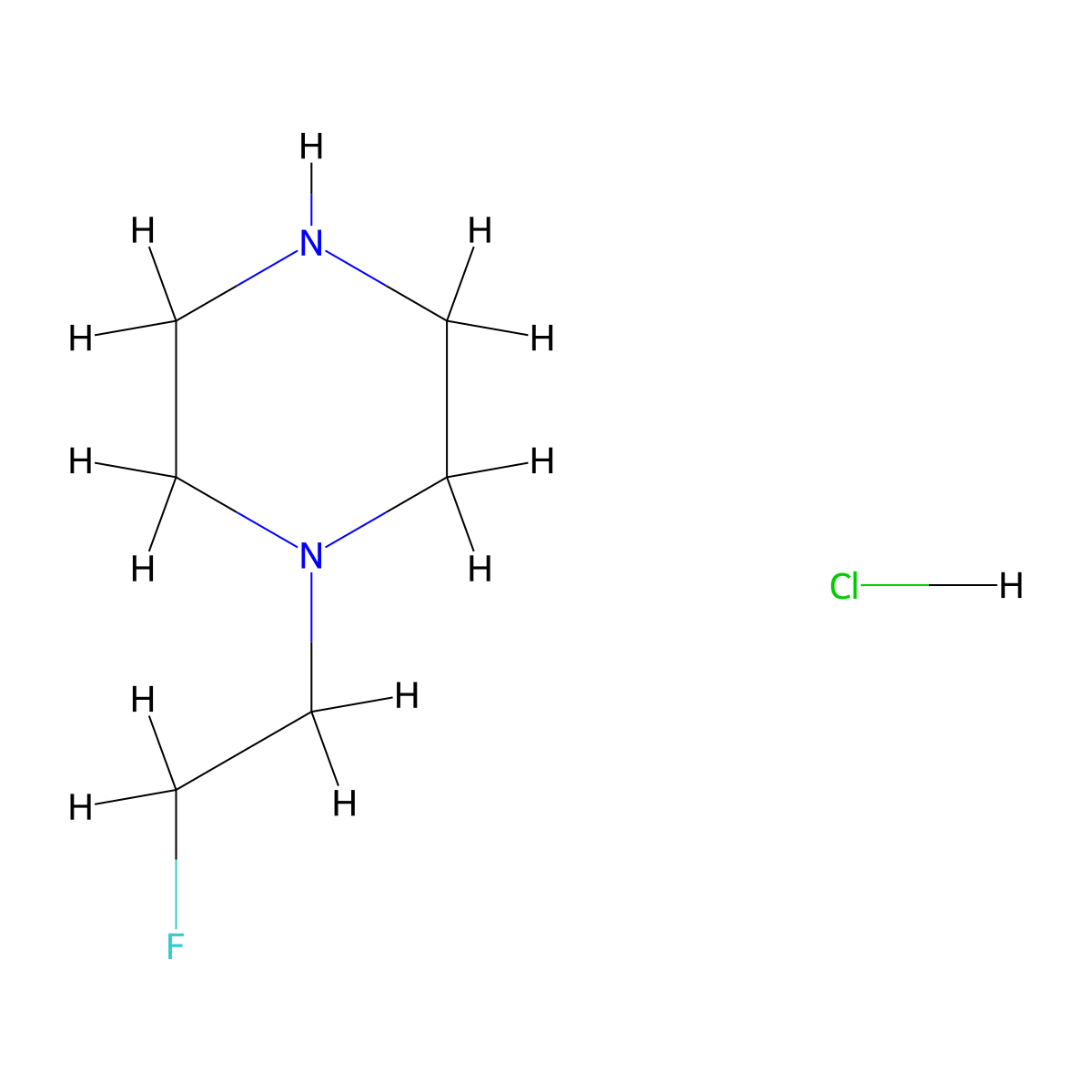 1-(2-Fluoroethyl)piperazine hydrochloride molecular structure, CAS 184042-60-2