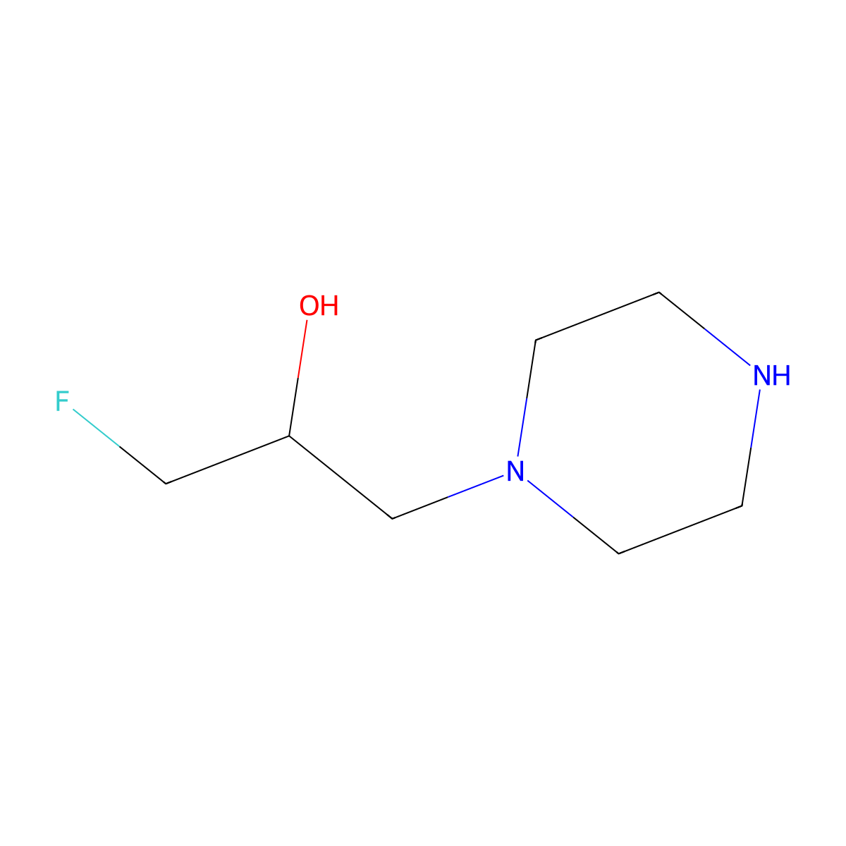 1-Fluoro-3-(piperazin-1-yl)propan-2-ol molecular structure, CAS 184042-96-4
