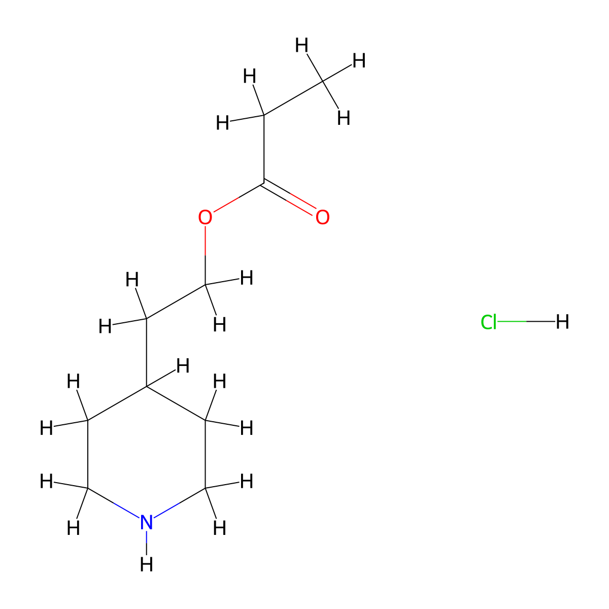 2-(4-Piperidinyl)ethyl propanoate hydrochloride molecular structure, CAS 184044-16-4