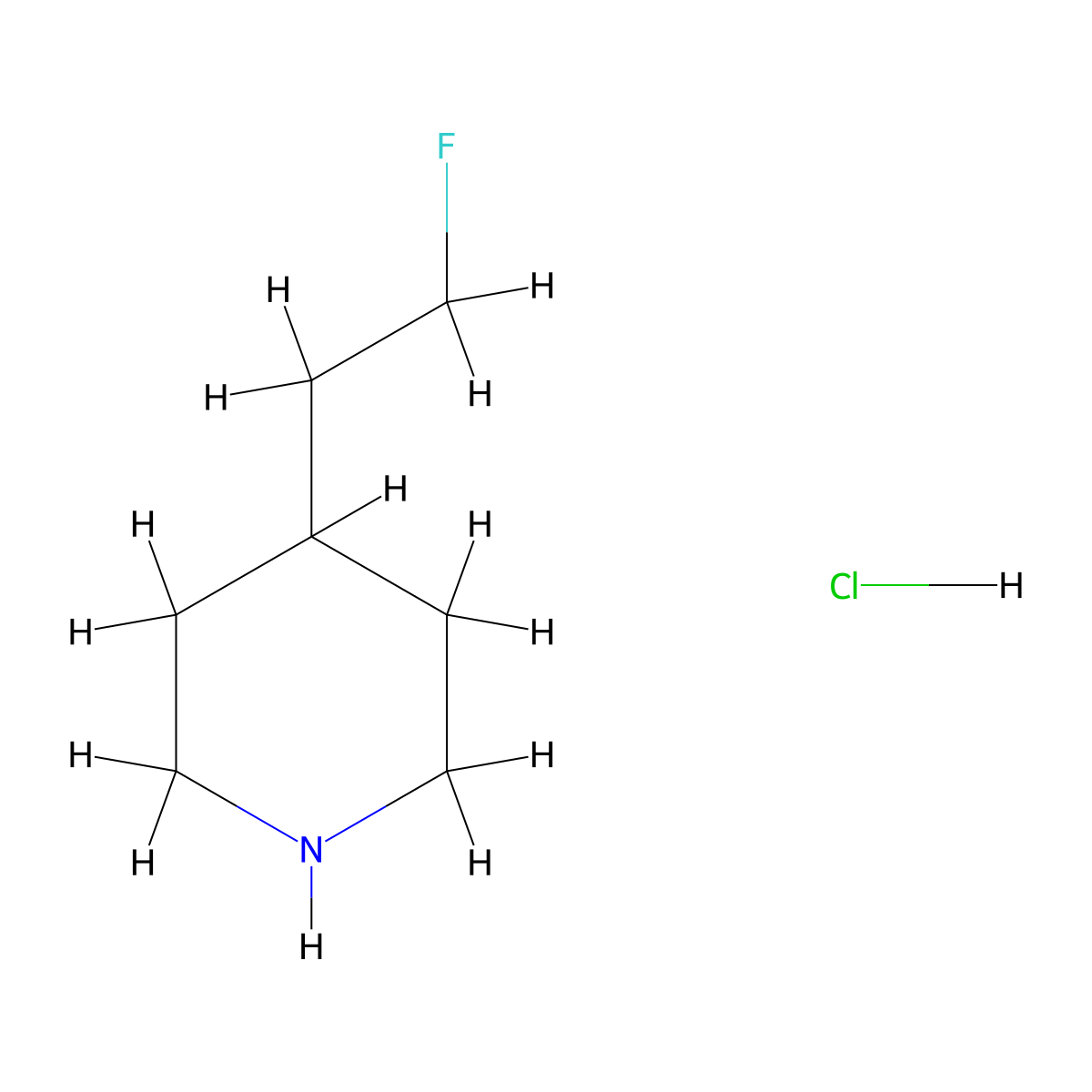 4-(2-Fluoroethyl)piperidine hydrochloride molecular structure, CAS 184044-25-5
