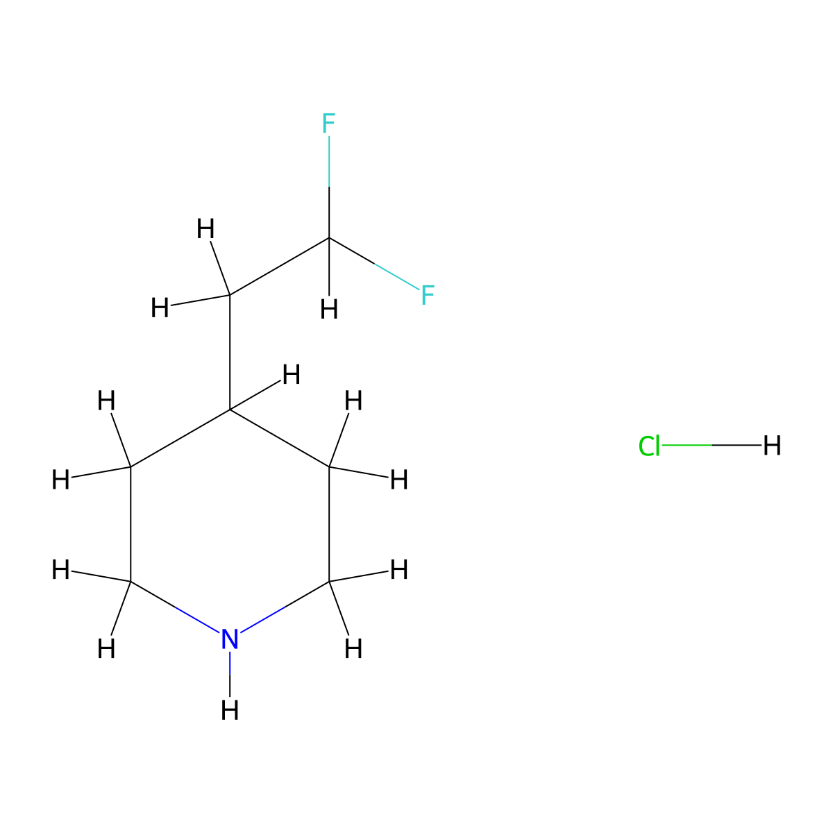 4-(2,2-Difluoroethyl)piperidine hydrochloride molecular structure, CAS 184044-27-7