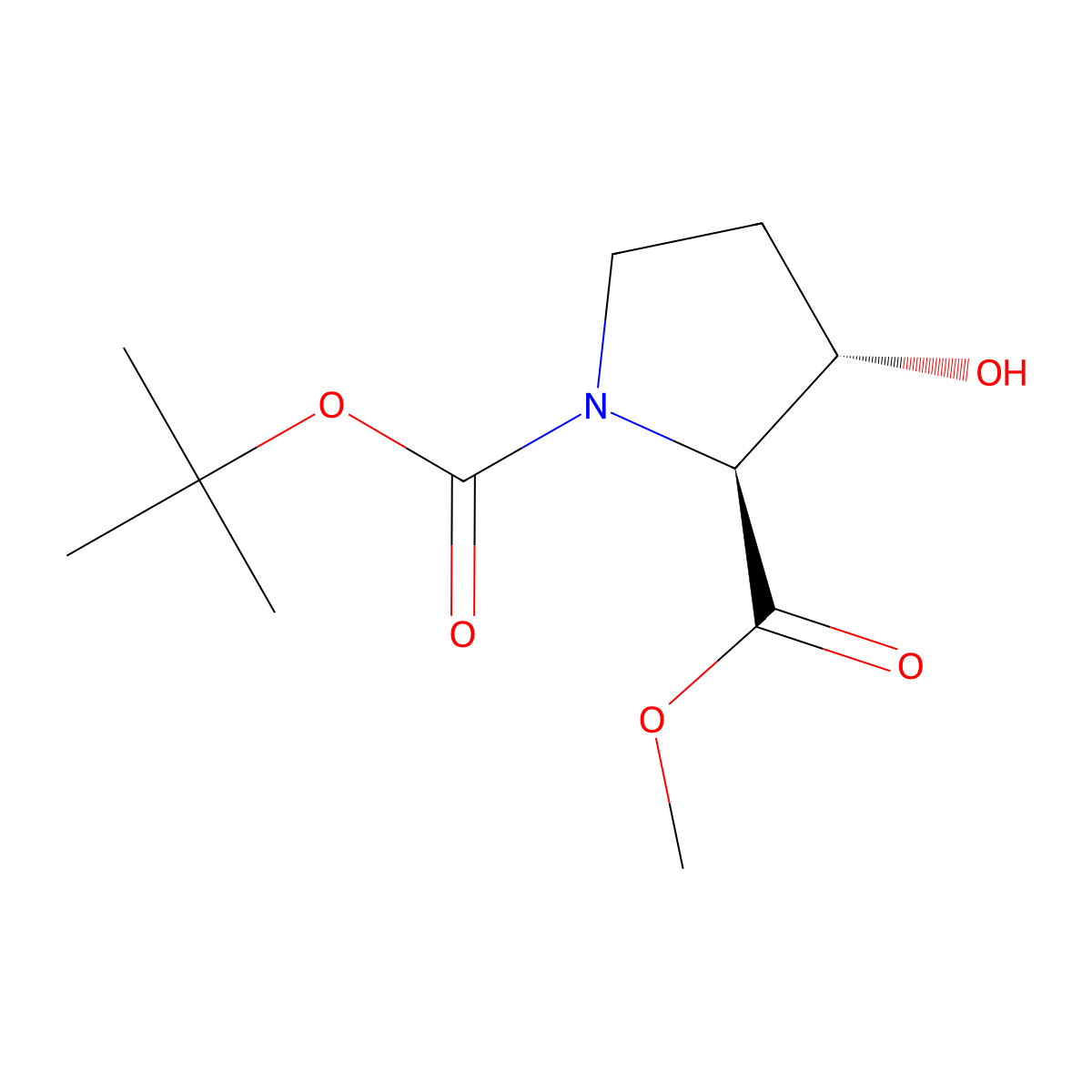 1-tert-butyl 2-methyl (2S,3S)-3-hydroxypyrrolidine-1,2-dicarboxylate molecular structure, CAS 184046-78-4