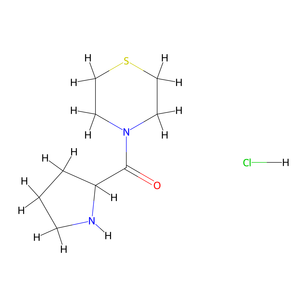 4-(Pyrrolidine-2-carbonyl)thiomorpholine hydrochloride molecular structure, CAS 1840511-51-4