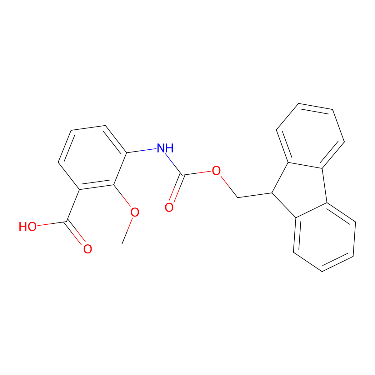 3-({[(9H-fluoren-9-yl)methoxy]carbonyl}amino)-2-methoxybenzoic acid molecular structure, CAS 1840910-34-0