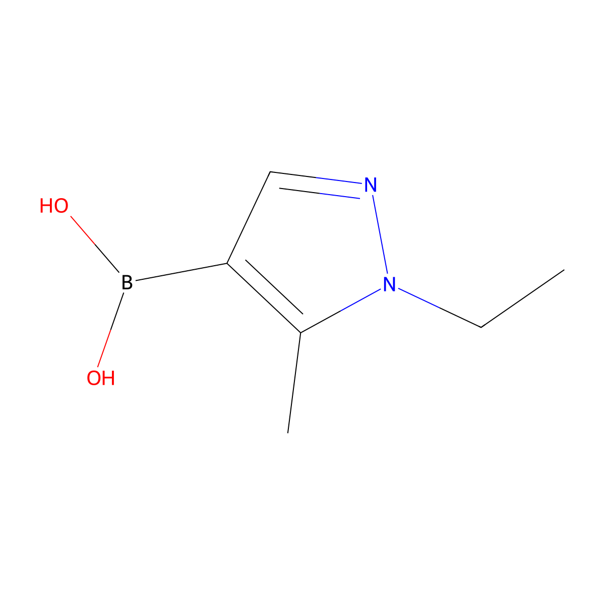 (1-ethyl-5-methyl-1H-pyrazol-4-yl)boronic acid molecular structure, CAS 1840955-41-0