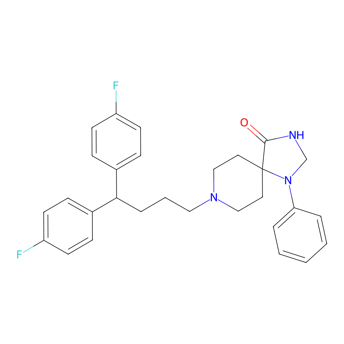 Fluspirilene molecular structure, CAS 1841-19-6