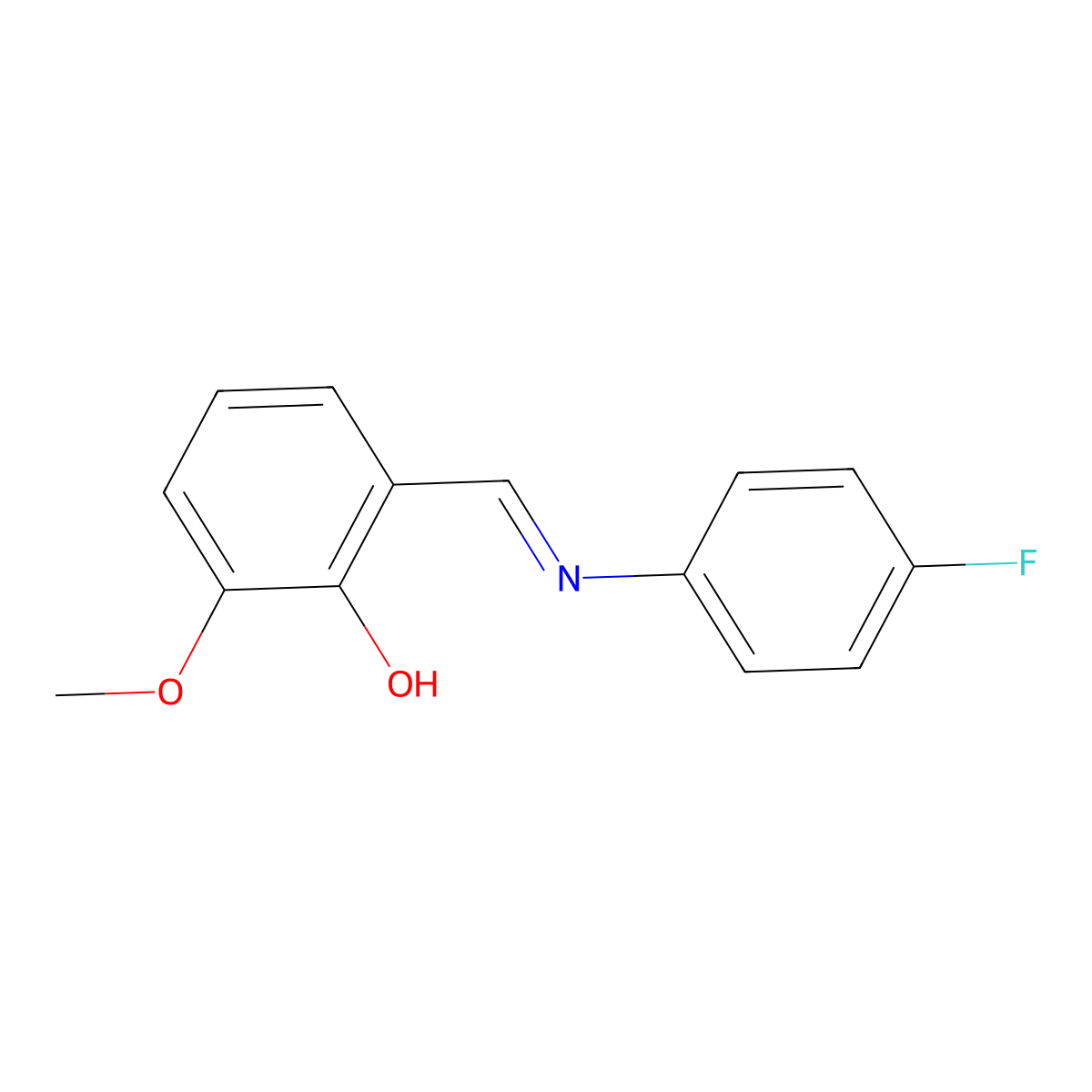 Alpha-(4-fluorophenylimino)-2-methoxy-O-cresol molecular structure, CAS 1841-85-6