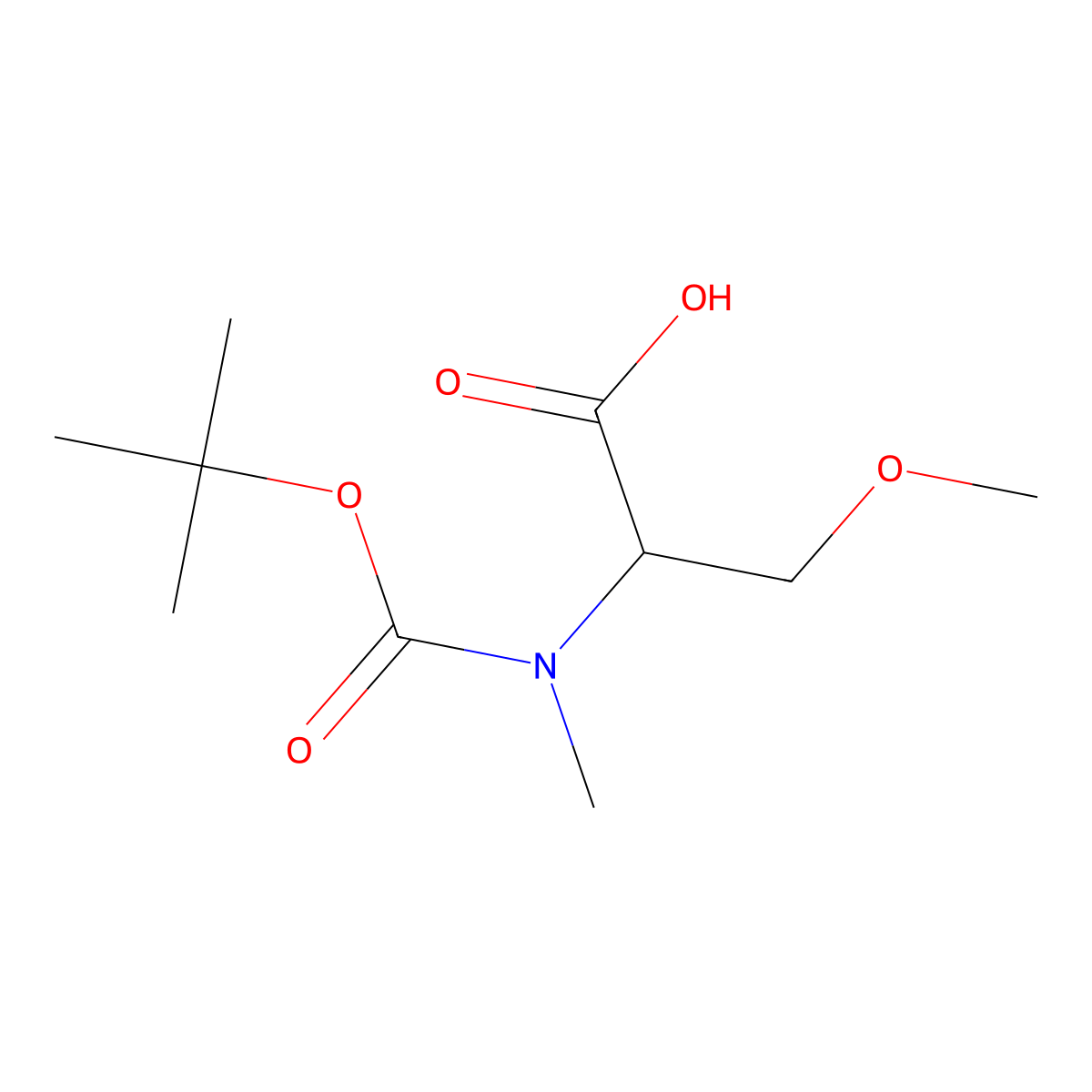 N-(tert-butoxycarbonyl)-N,O-dimethyl-L-serine molecular structure, CAS 184104-28-7