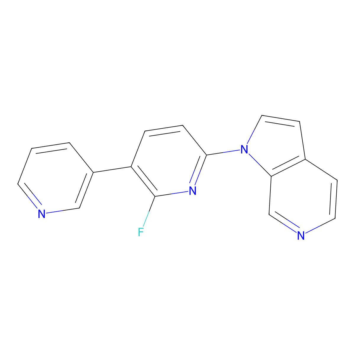 1-(2-Fluoro-[3,3'-bipyridin]-6-YL)-1H-pyrrolo[2,3-C]pyridine molecular structure, CAS 1841079-06-8