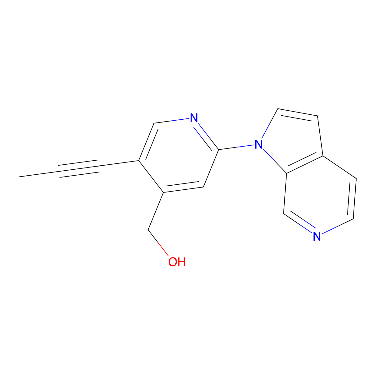 (5-(Prop-1-YN-1-YL)-2-(1H-pyrrolo[2,3-C]pyridin-1-YL)pyridin-4-YL)methanol molecular structure, CAS 1841080-04-3