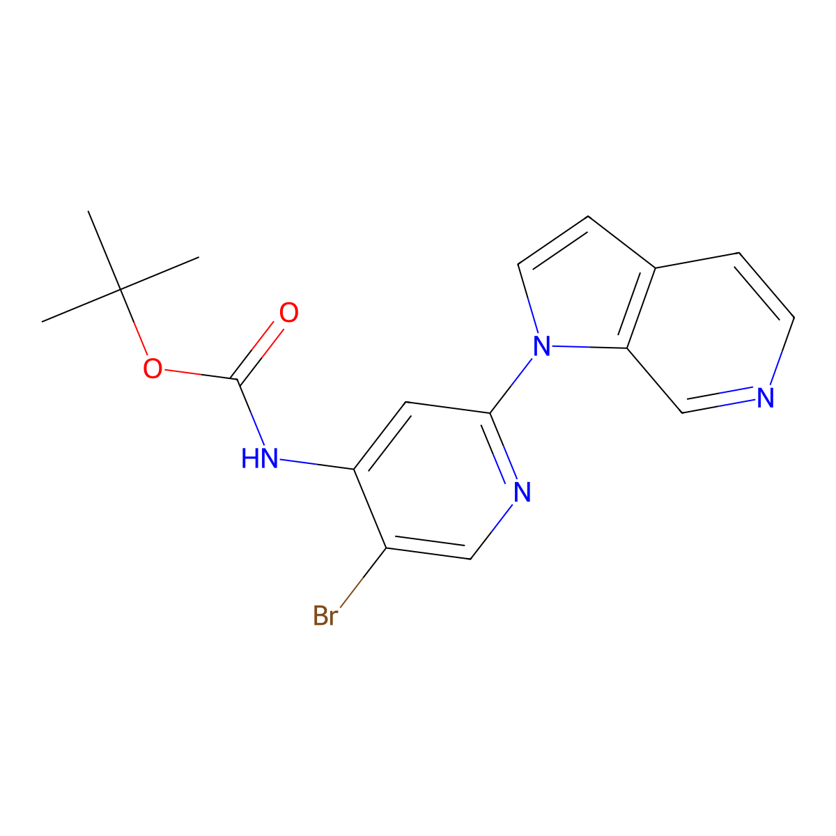 Tert-butyl (5-bromo-2-(1H-pyrrolo[2,3-C]pyridin-1-YL)pyridin-4-YL)carbamate molecular structure, CAS 1841080-05-4
