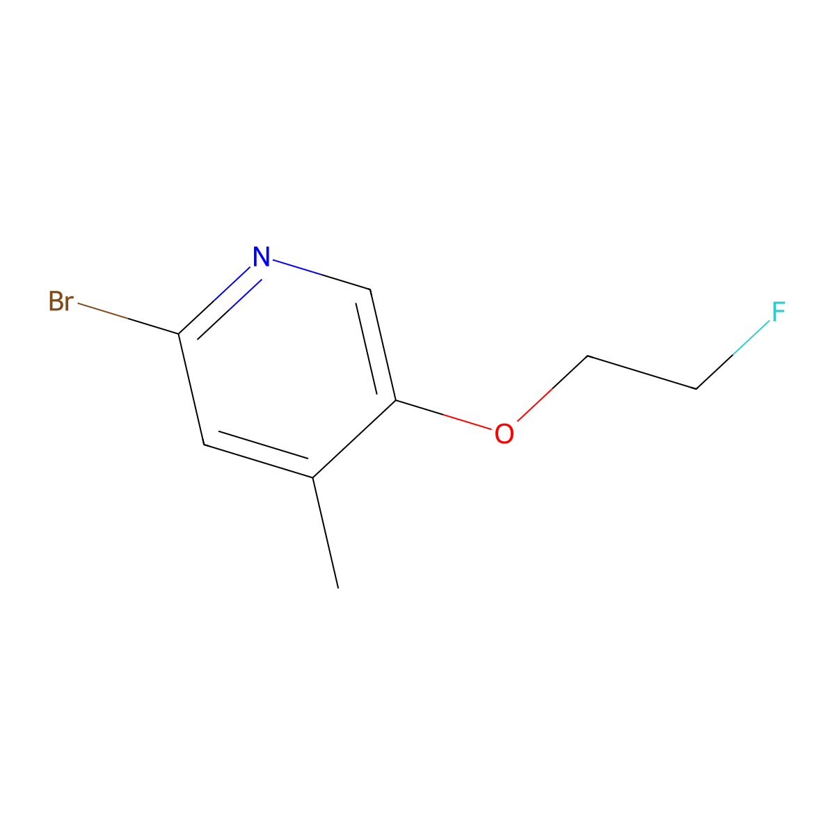 2-Bromo-5-(2-fluoroethoxy)-4-methylpyridine molecular structure, CAS 1841080-24-7