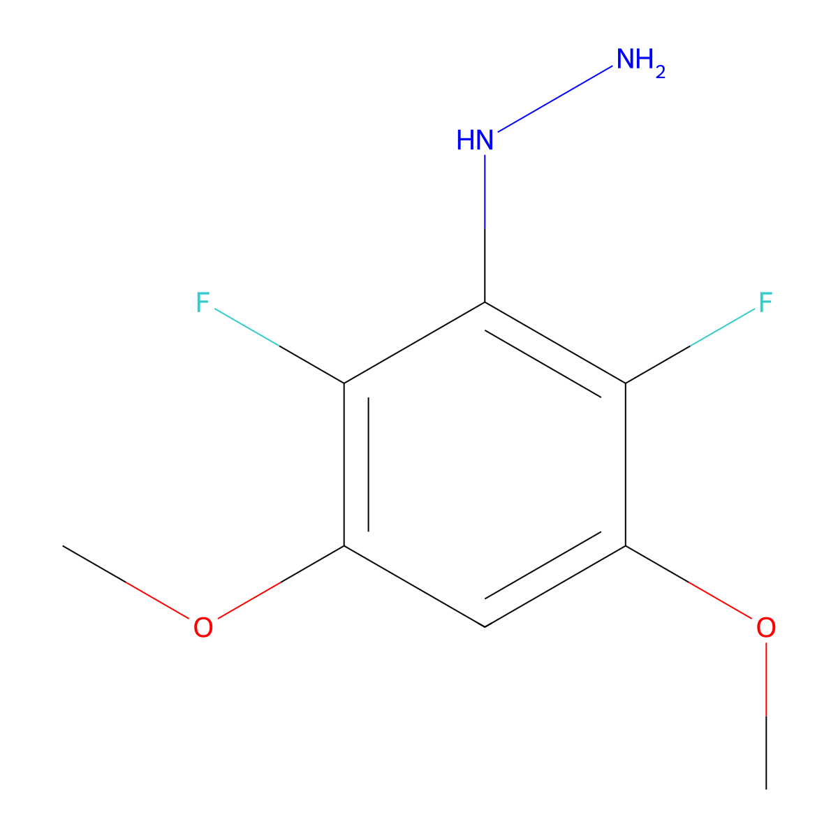 (2,6-Difluoro-3,5-dimethoxyphenyl)hydrazine molecular structure, CAS 1841081-45-5