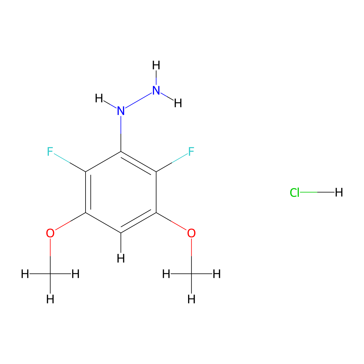 (2,6-Difluoro-3,5-dimethoxyphenyl)hydrazine hydrochloride molecular structure, CAS 1841081-46-6