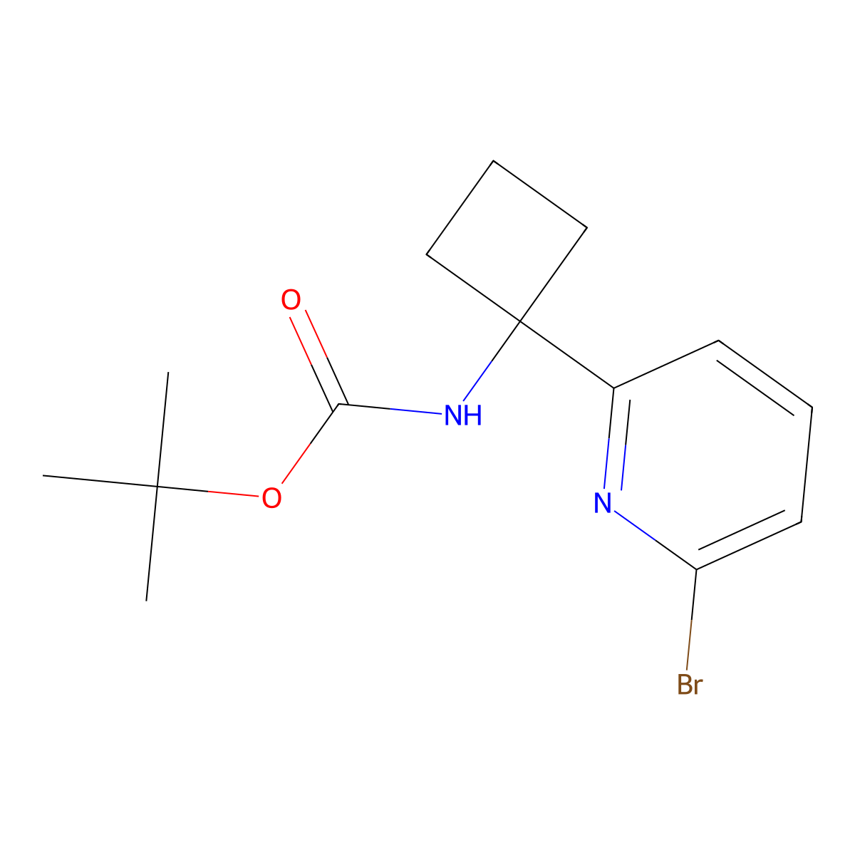 tert-Butyl (1-(6-bromopyridin-2-yl)cyclobutyl)carbamate molecular structure, CAS 1841081-49-9