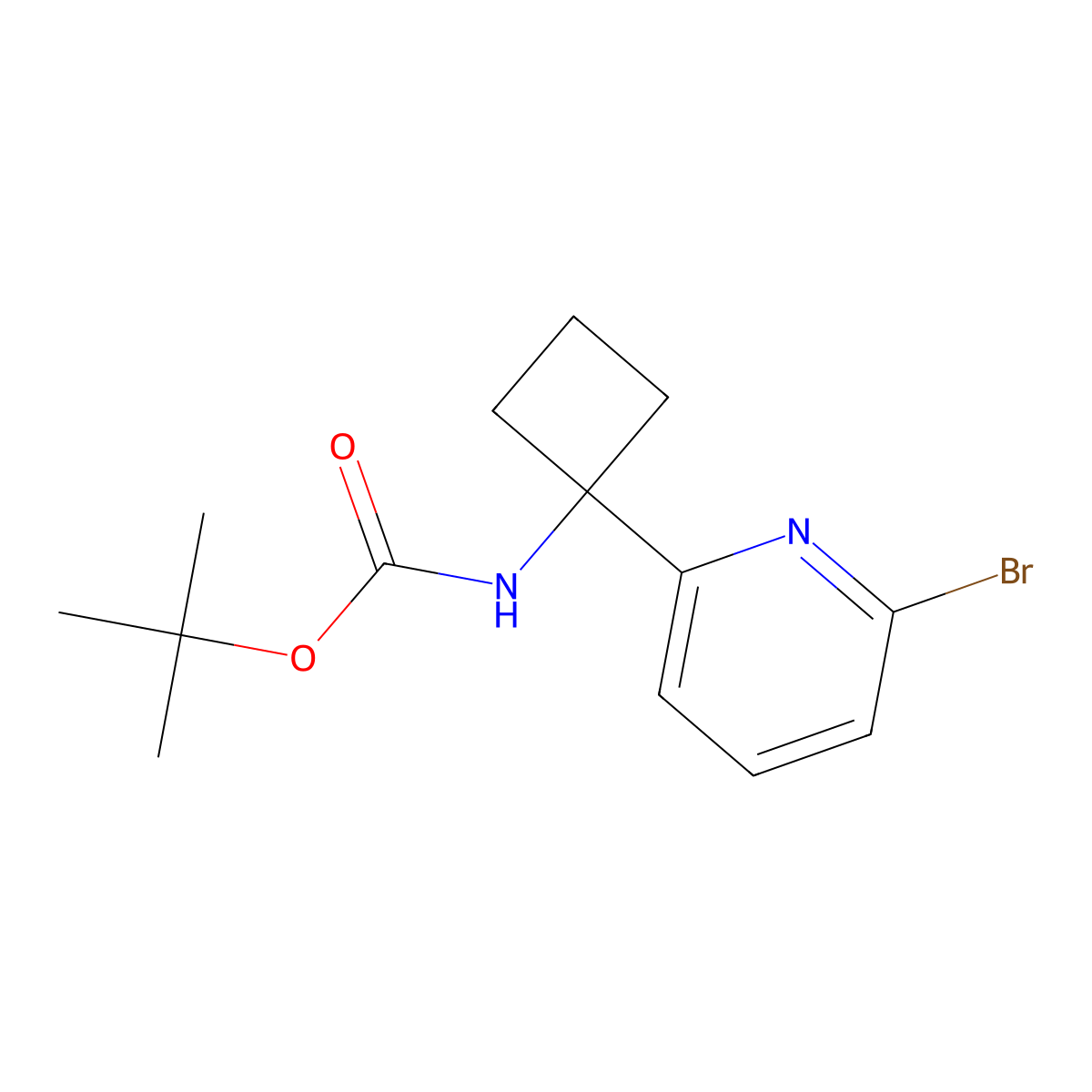 tert-Butyl (1-(6-bromopyridin-2-yl)cyclobutyl)carbamate molecular structure, CAS 1841081-49-9