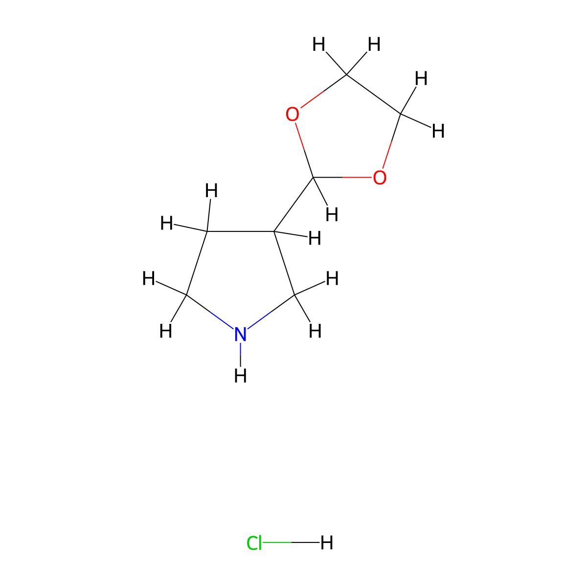3-(1,3-Dioxolan-2-yl)pyrrolidine hydrochloride molecular structure, CAS 1841081-60-4