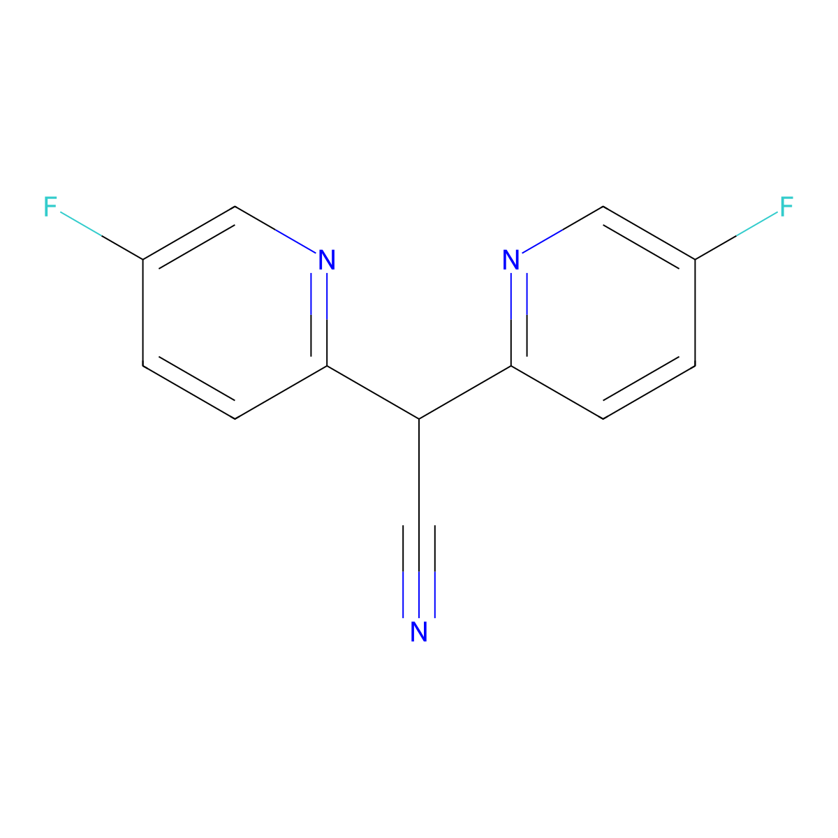 2,2-Bis(5-fluoropyridin-2-yl)acetonitrile molecular structure, CAS 1841081-69-3
