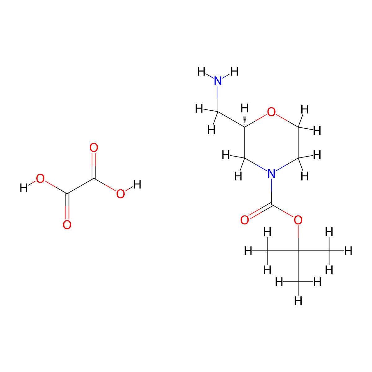 (R)-tert-Butyl 2-(aminomethyl)morpholine-4-carboxylate oxalate molecular structure, CAS 1841086-60-9