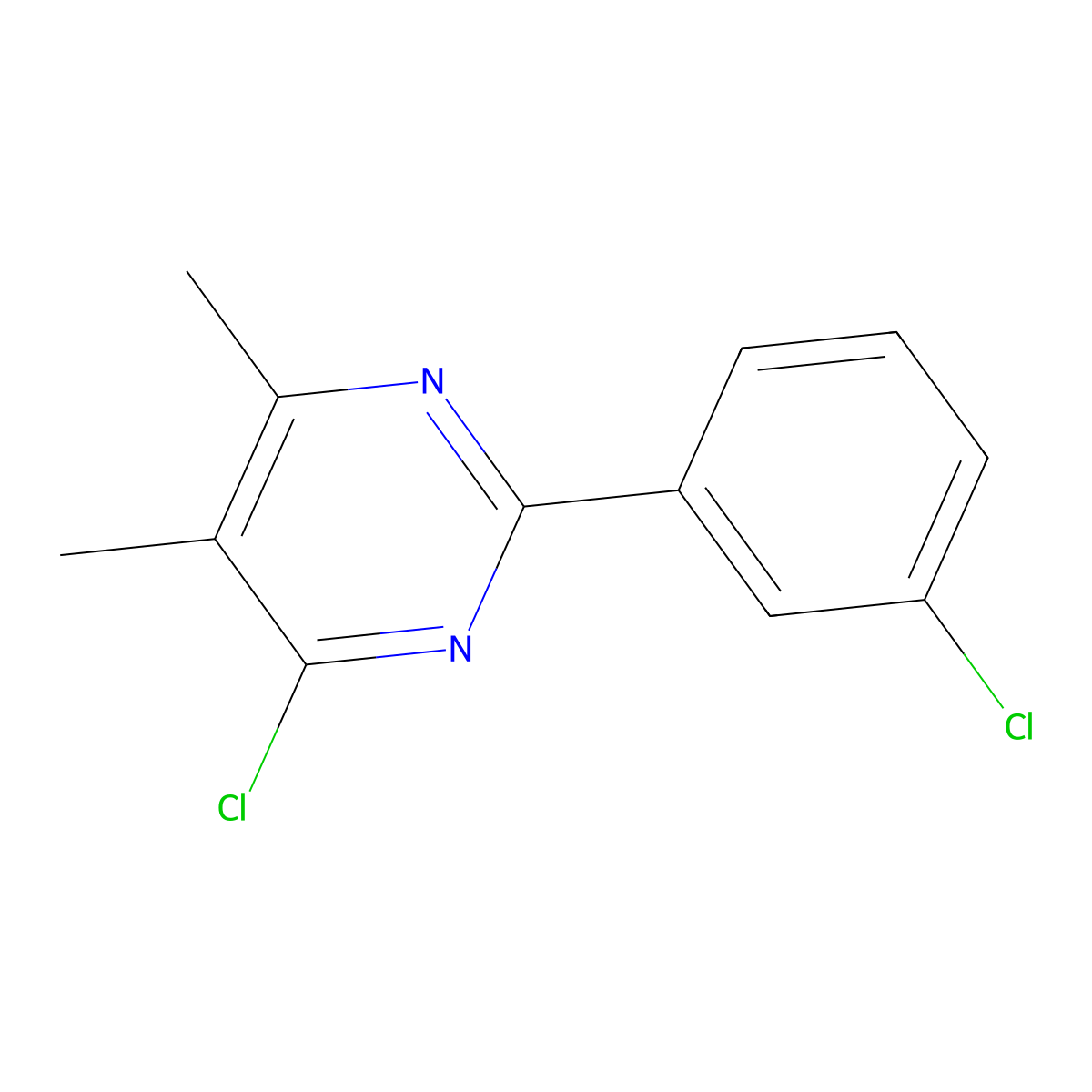 4-Chloro-2-(3-chlorophenyl)-5,6-dimethylpyrimidine molecular structure, CAS 184109-77-1