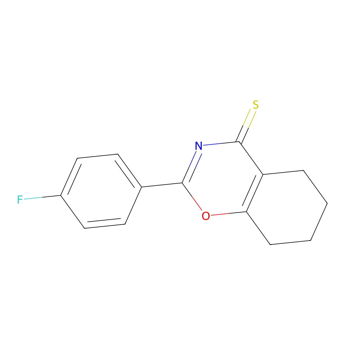2-(4-fluorophenyl)-5,6,7,8-tetrahydro-4H-benzo[e][1,3]oxazine-4-thione molecular structure, CAS 184109-88-4