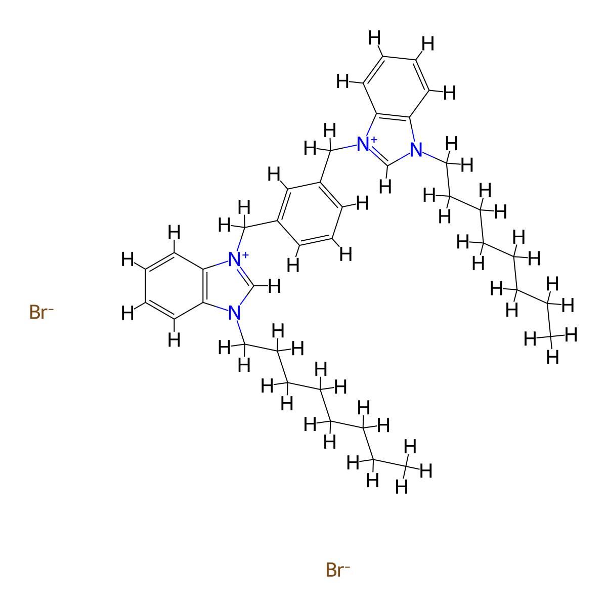 3,3'-(1,3-Phenylenebis(methylene))bis(1-octyl-benzimidazolium) dibromide molecular structure, CAS 1841118-32-8