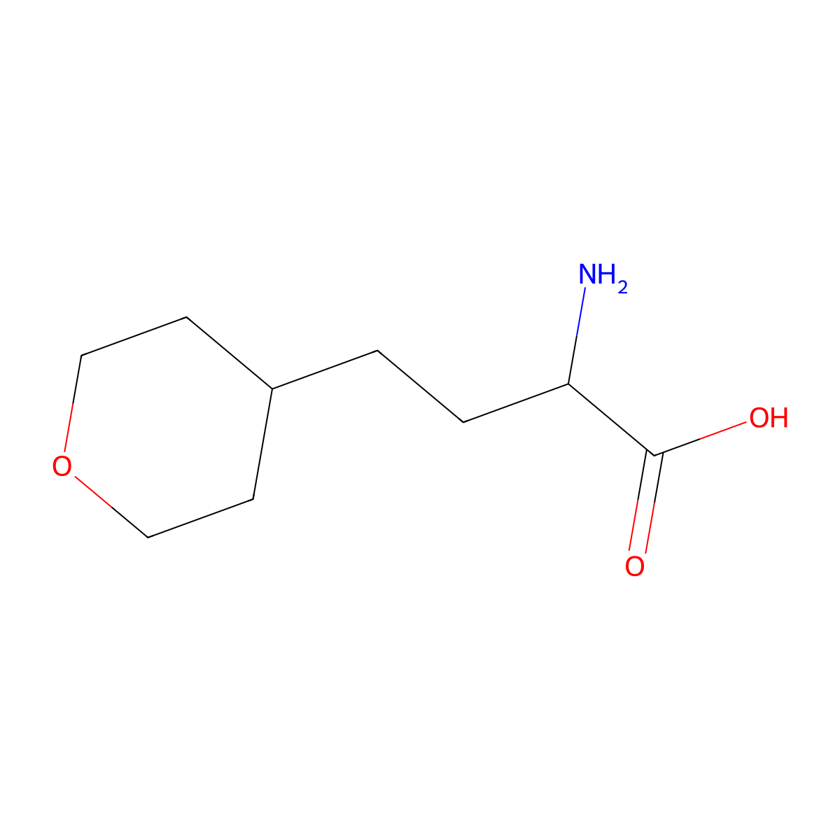 (2S)-2-amino-4-(oxan-4-yl)butanoic acid molecular structure, CAS 1841186-65-9