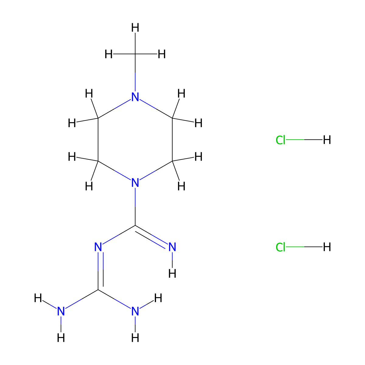 1-[Amino(4-methylpiperazin-1-yl)methylidene]guanidine dihydrochloride molecular structure, CAS 18413-36-0