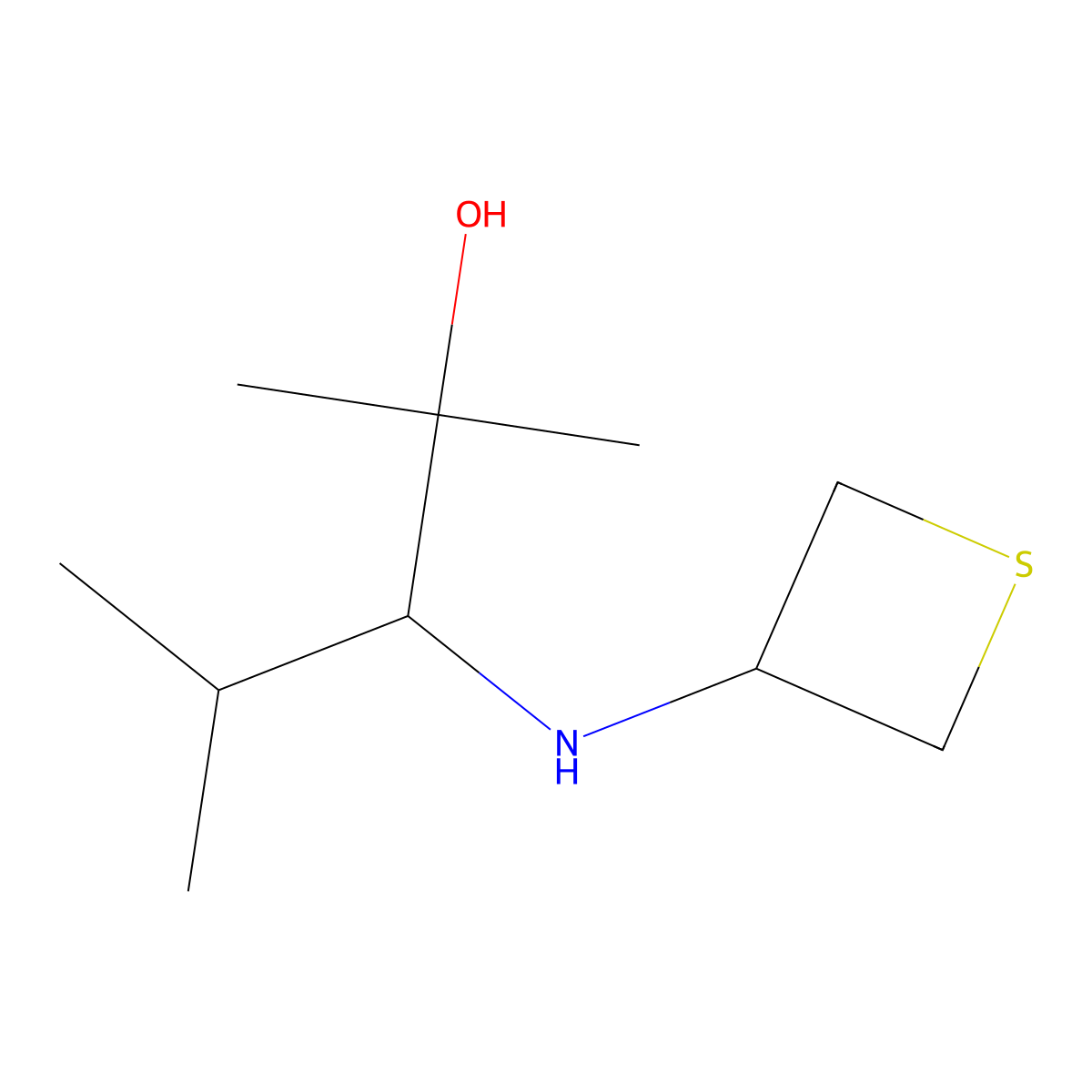 (S)-2,4-Dimethyl-3-(thietan-3-ylamino)pentan-2-ol molecular structure, CAS 1841306-50-0