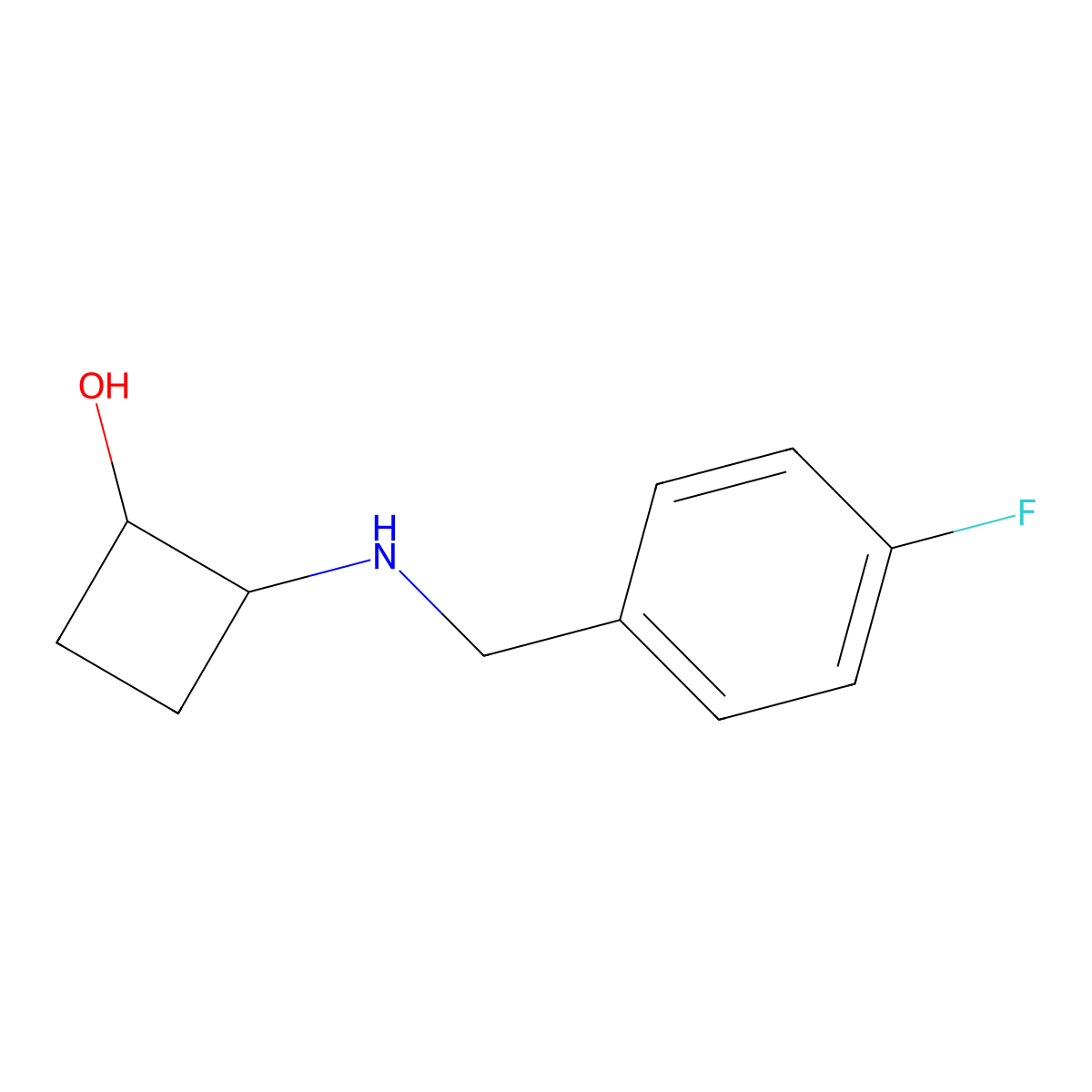trans-2-{[(4-Fluorophenyl)methyl]amino}cyclobutan-1-ol molecular structure, CAS 1841383-20-7