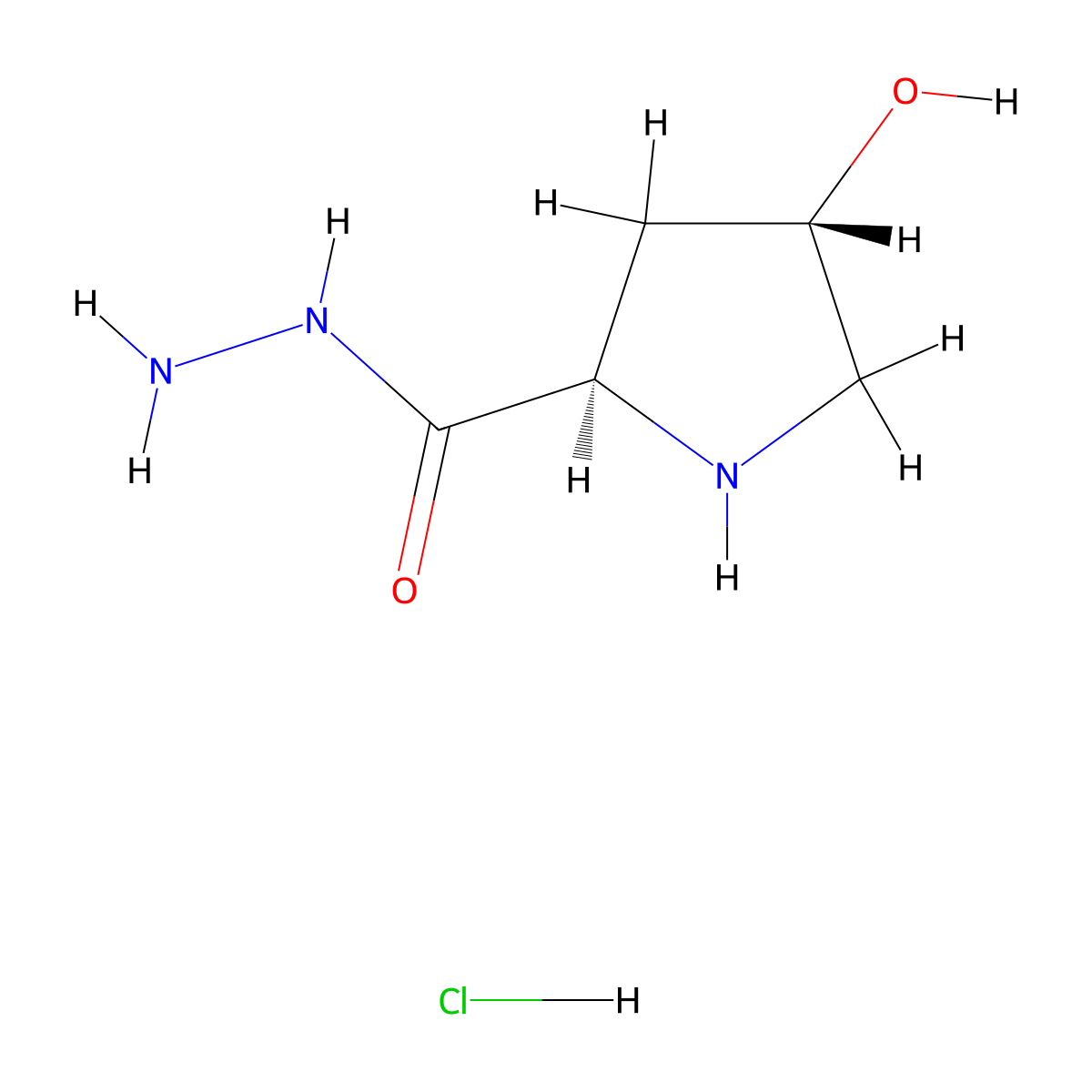 (2R,4S)-4-hydroxypyrrolidine-2-carbohydrazide hydrochloride molecular structure, CAS 1841385-33-8