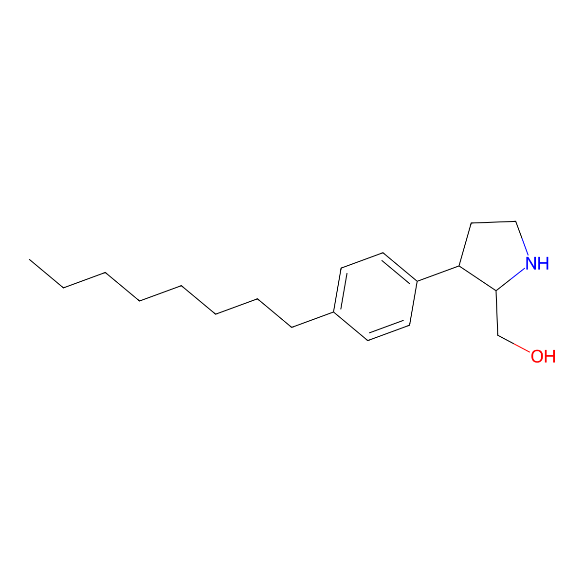 ((2S,3R)-3-(4-Octylphenyl)pyrrolidin-2-yl)methanol molecular structure, CAS 1841409-91-3