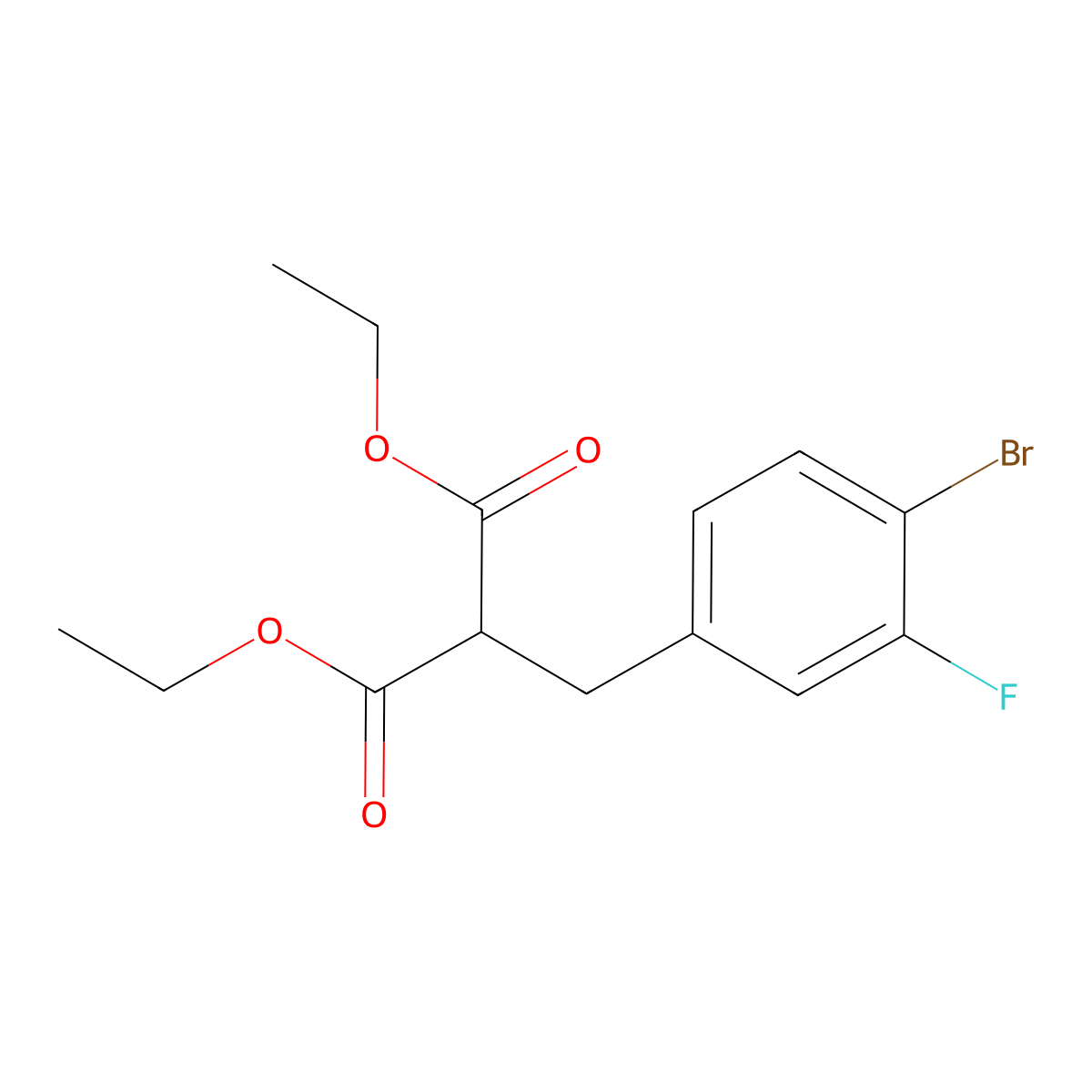 Diethyl 2-(4-bromo-3-fluorobenzyl)malonate molecular structure, CAS 1841444-12-9